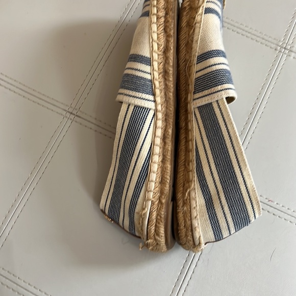 Canvas TORY BURCH Elastic blue & beige striped Espadrilles sz 8.5 - Picture 3 of 6
